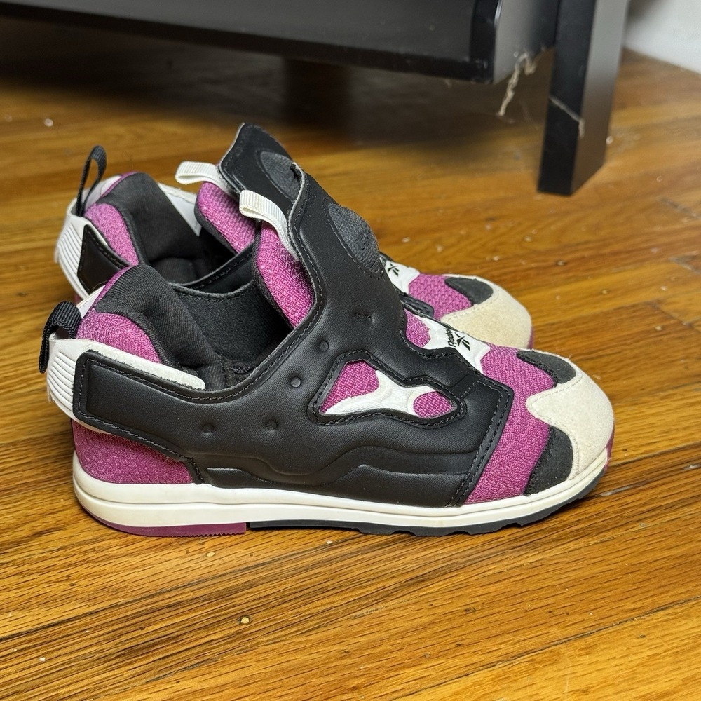 Reebok Kids Versa Pump Fury Sneakers Purple Black White Athletic Shoes 8C